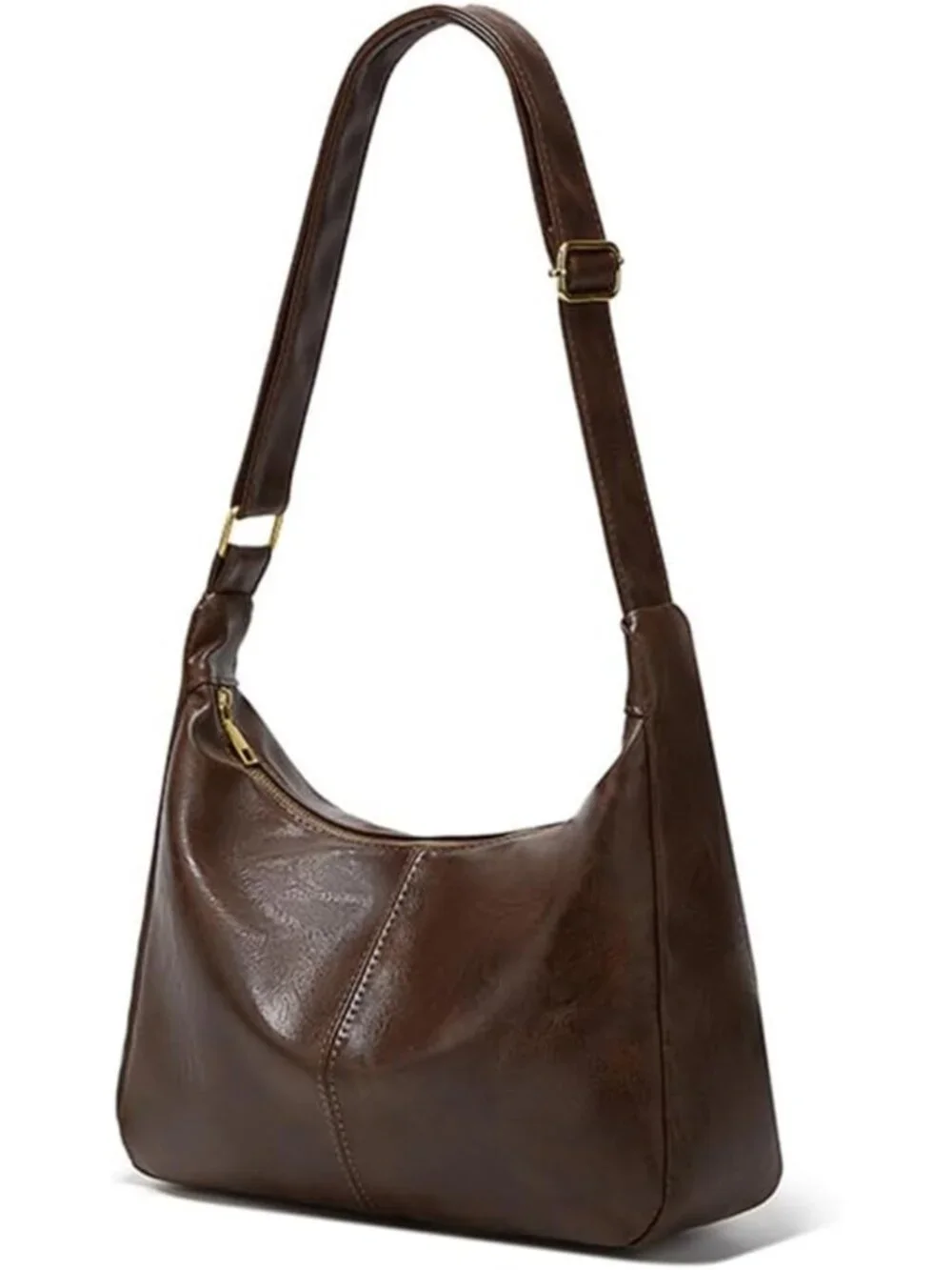 Stylish Brown Leather Hobo Bag for Women | Slouchy Everyday Purse with Zipper